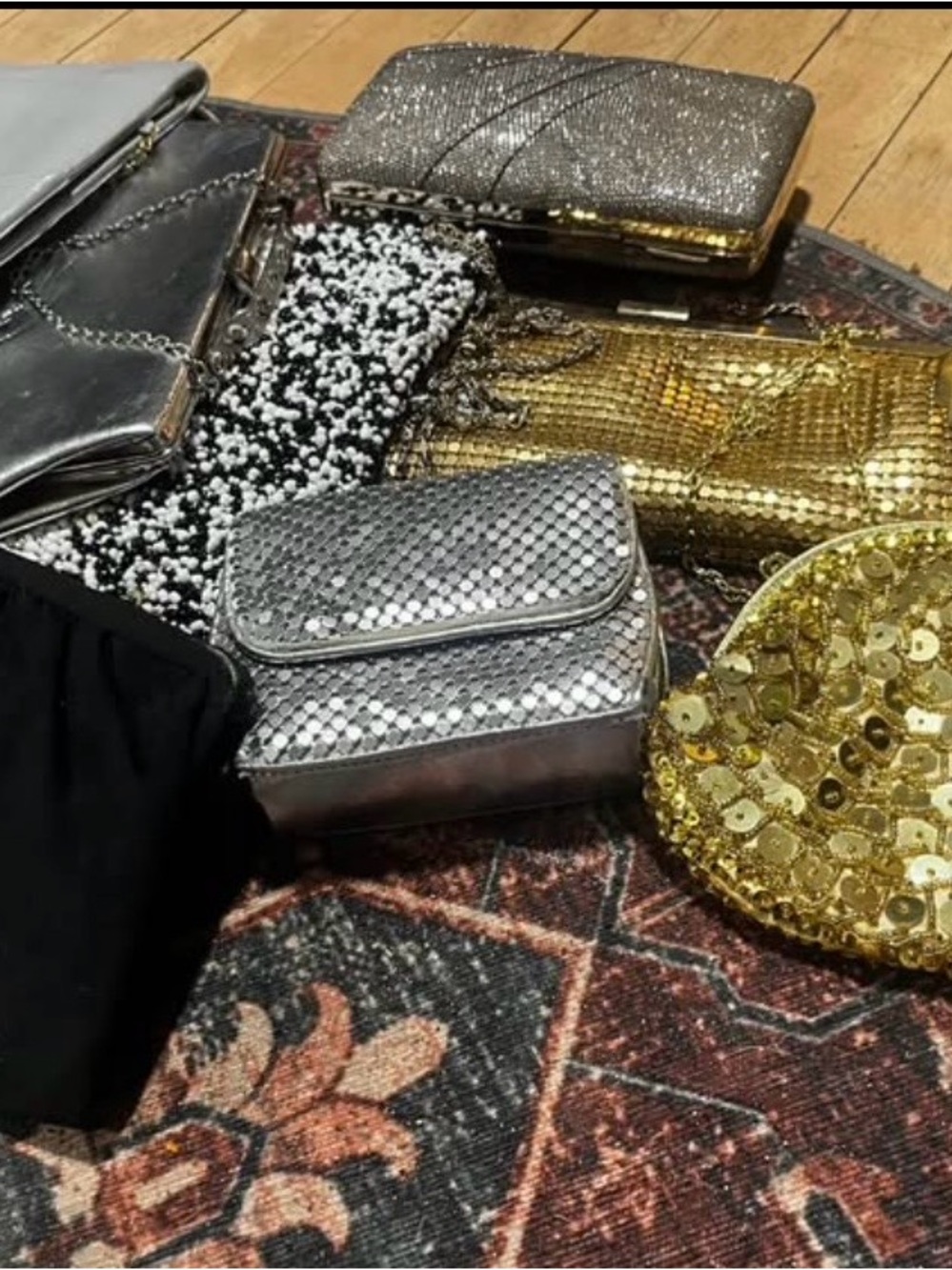 Bundle of 8 Silver Sequin Evening Clutch Vintage Bags - Picture 2 of 16